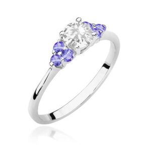 Pierścionek W451 Biały Szafir 0