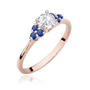 Pierścionek W451 Biały Szafir 0