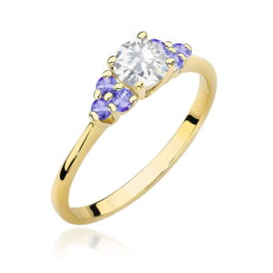 Pierścionek W451 Biały Szafir 0