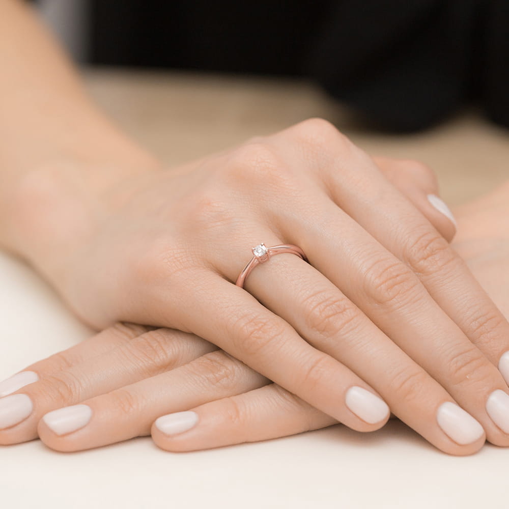 Pierścionek Diament 0,02ct różowe złoto — zdjęcie dodatkowe 3