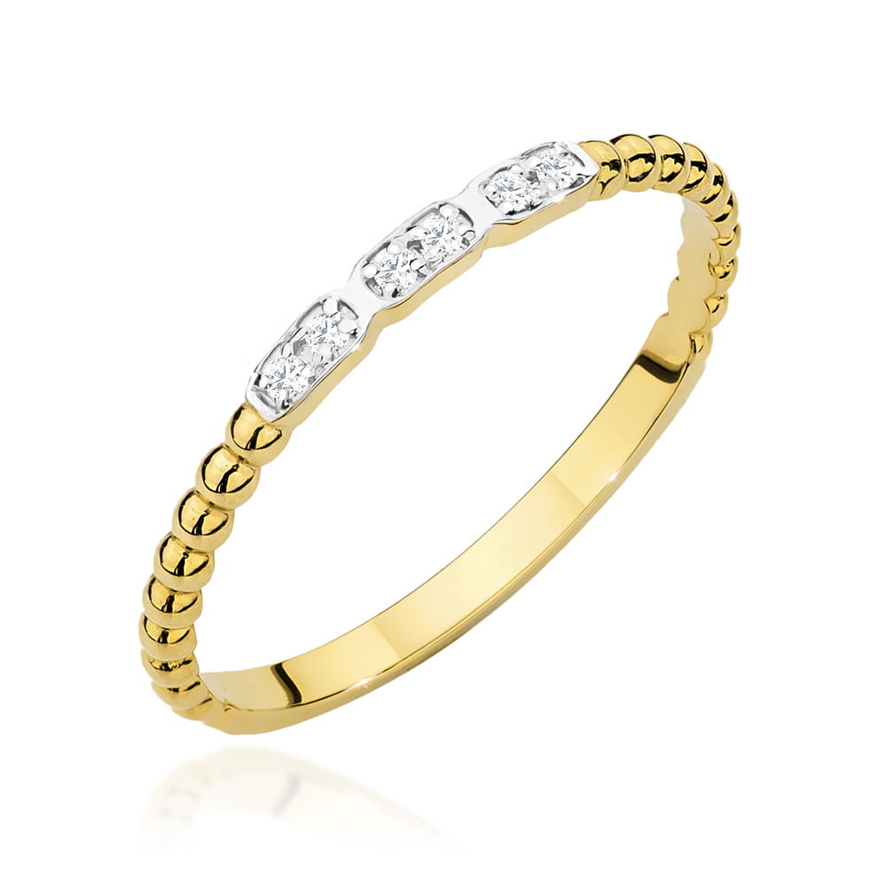 Pierścionek W479 z diamentami żółte złoto Jubiler Kraków BigDIAMOND