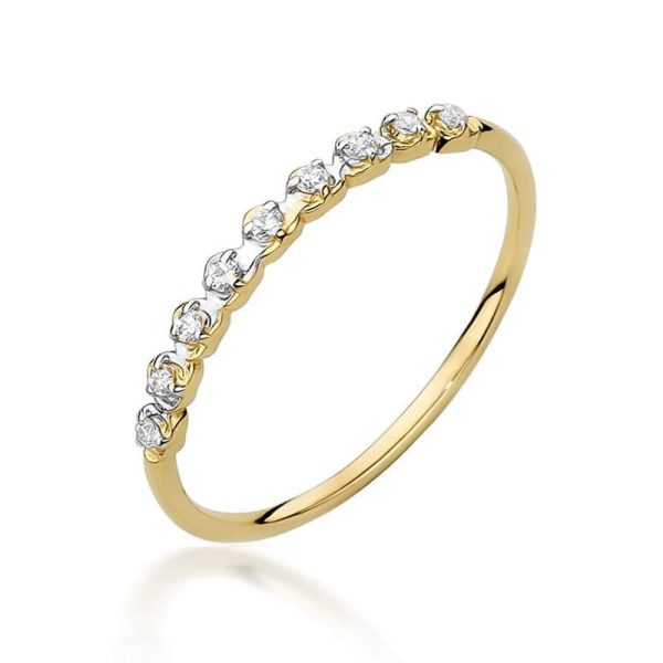 Pierścionek W504 z diamentami żółte złoto Jubiler Kraków BigDIAMOND
