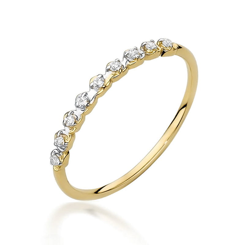 Pierścionek W504 z diamentami żółte złoto Jubiler Kraków BigDIAMOND