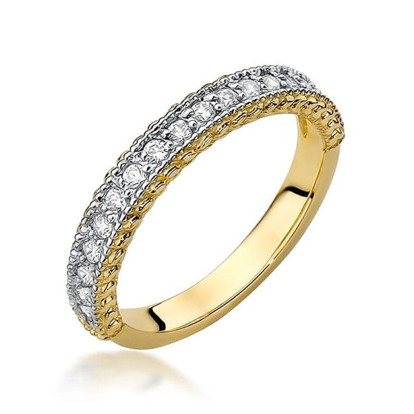 Pierścionek W507 z diamentami żółte złoto Jubiler Kraków BigDIAMOND