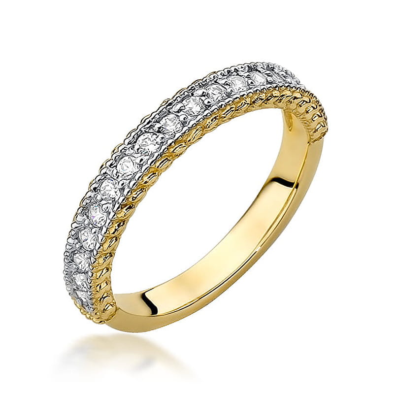 Pierścionek W507 z diamentami żółte złoto Jubiler Kraków BigDIAMOND