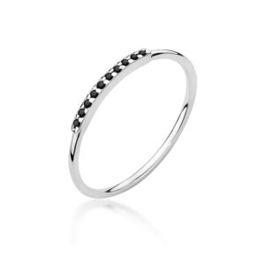 Pierścionek W509 z czarnymi diamentami białe złoto Jubiler Kraków BigDIAMOND