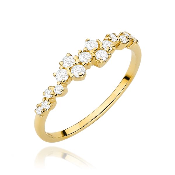 Pierścionek W528 z diamentami żółte złoto Jubiler Kraków BigDIAMOND