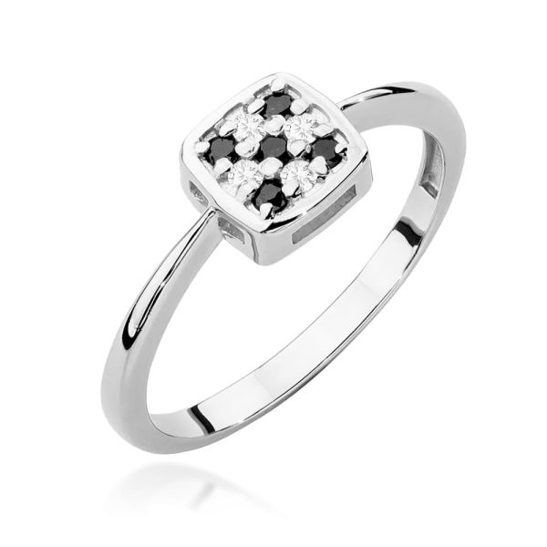 Pierścionek W555 z czarnymi diamentami białe złoto Jubiler Kraków BigDIAMOND