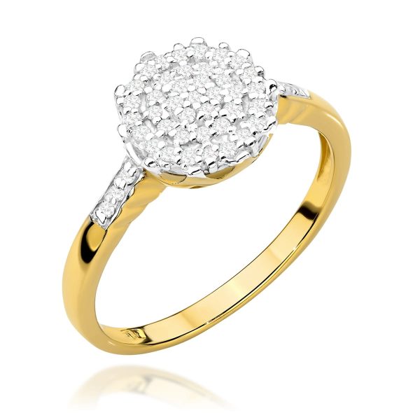 Pierścionek W565 z diamentami żółte złoto Jubiler Kraków BigDIAMOND