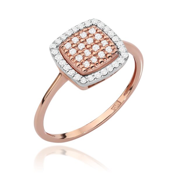 Pierścionek W568 z diamentami różowe złoto Jubiler Kraków BigDIAMOND