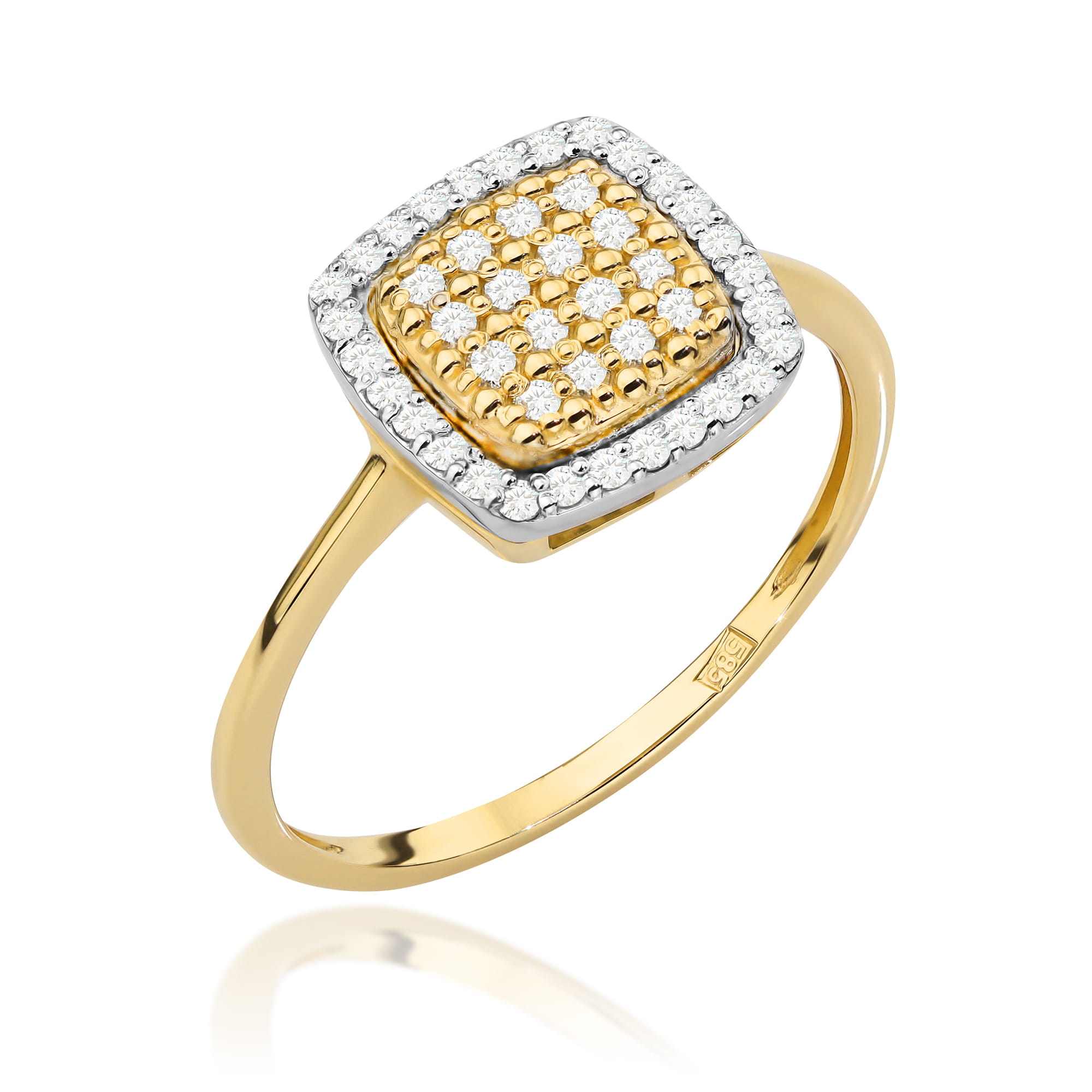 Pierścionek W568 z diamentami żółte złoto Jubiler Kraków BigDIAMOND