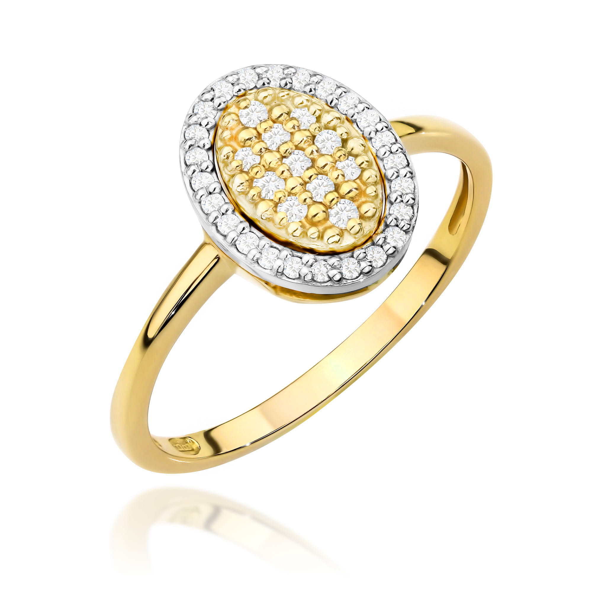 Pierścionek W570 z diamentami żółte złoto Jubiler Kraków BigDIAMOND