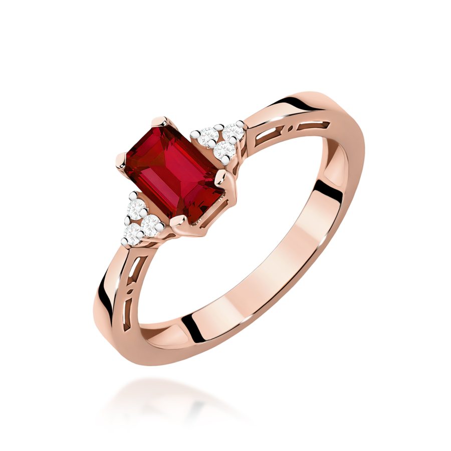 Pierścionek z granatem 0,70 ct i diamentami · W002