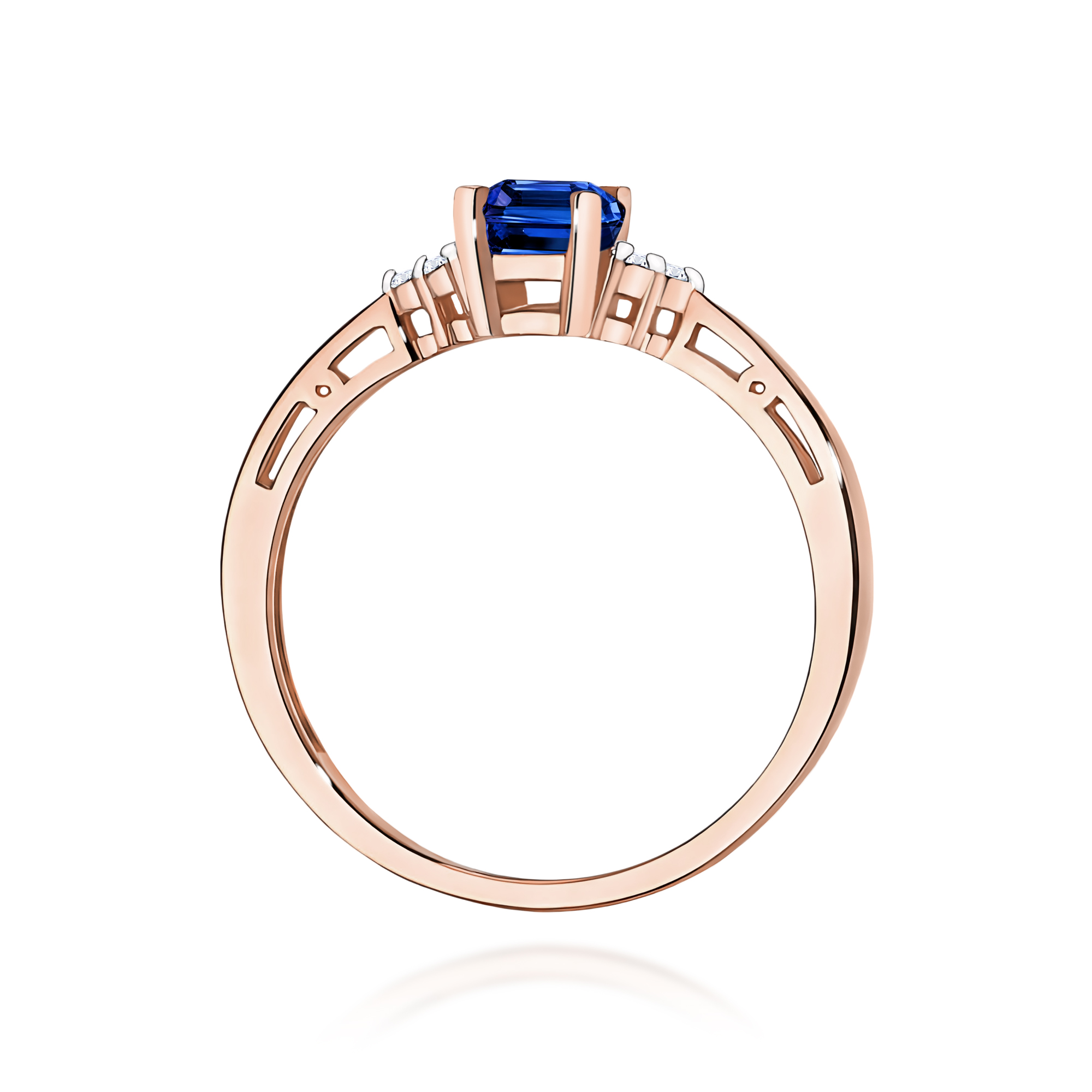 Ring with sapphire and diamonds – octagonal stone 6 × 4 mm – product image 4
