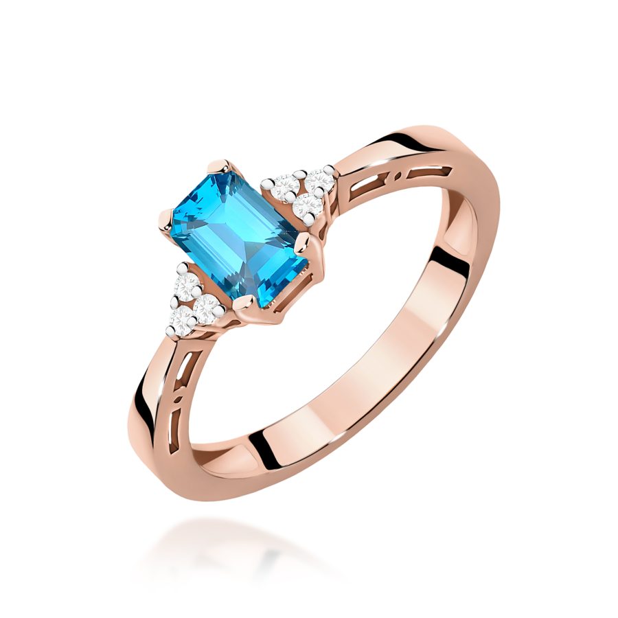 Pierścionek z topazem 0,65 ct i diamentami · W002