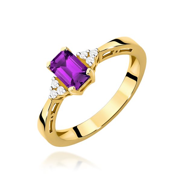 Pierścionek z ametystem 0,50 ct W0002 – żółte złoto próby 585
