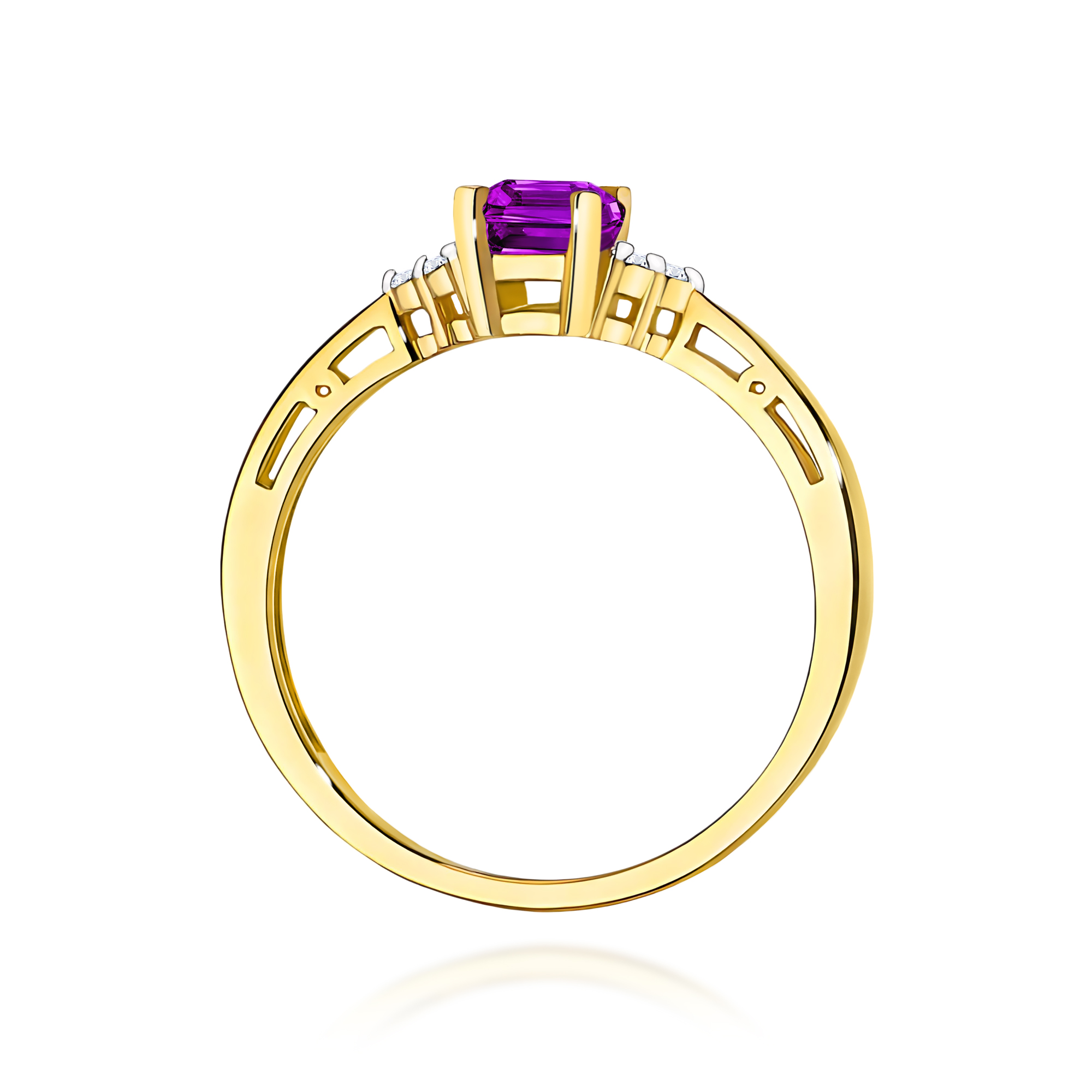 Ring in yellow gold with amethyst and diamonds – product image 4