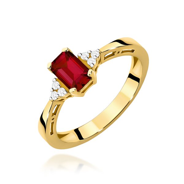 Pierścionek z kamieniem granat 0,70 ct W0002 – żółte złoto próby 585