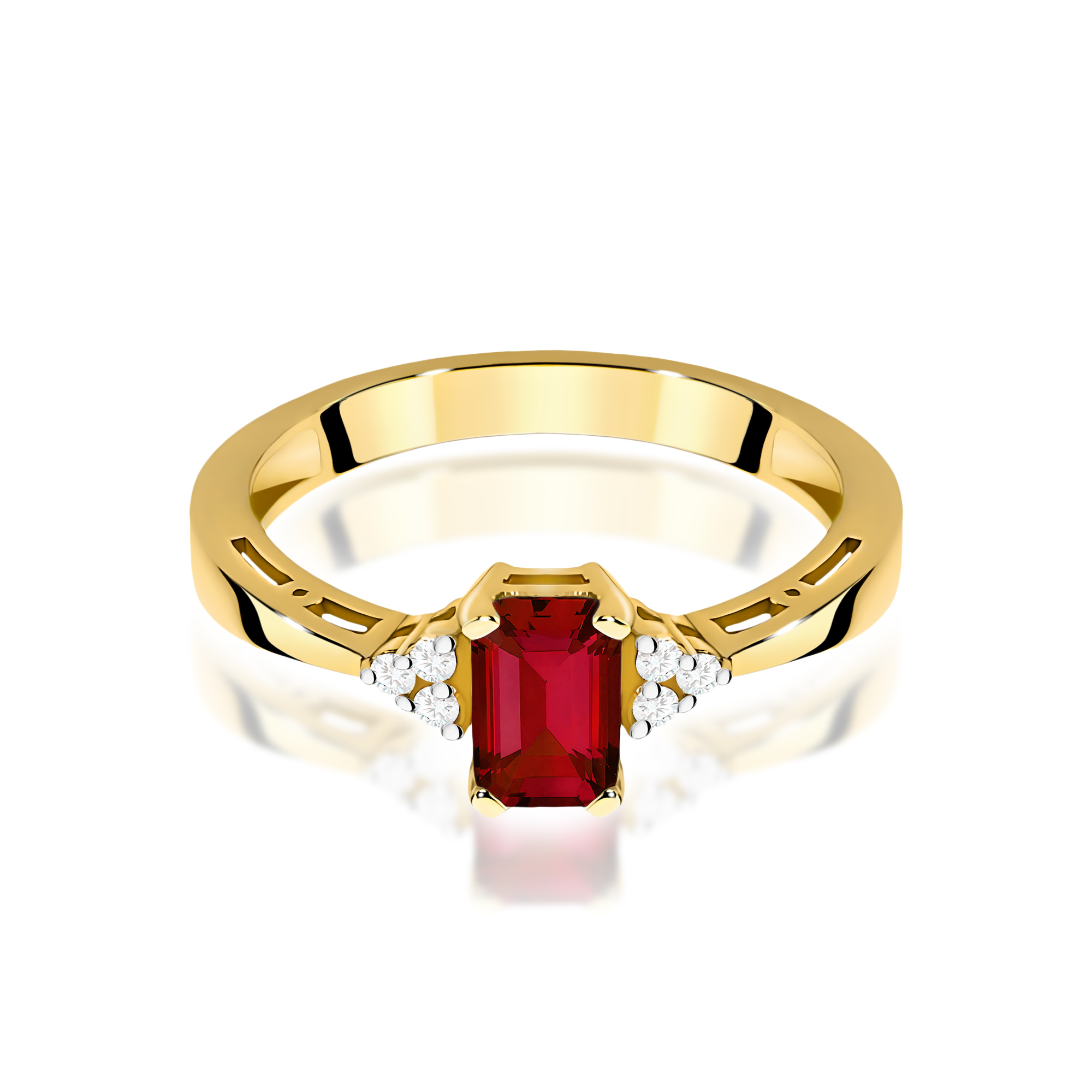 Ring in yellow gold with garnet and diamonds – product image 3