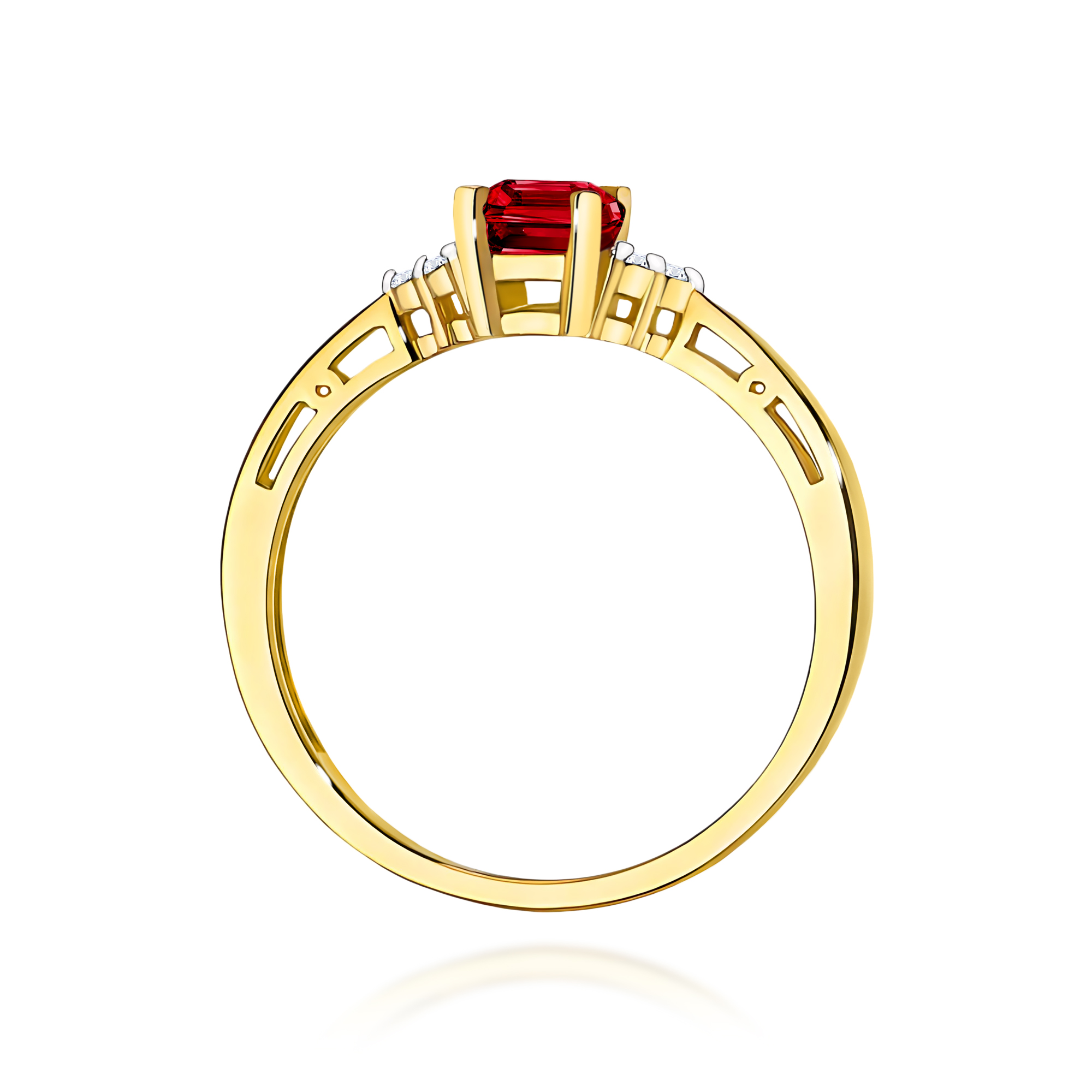 Ring in yellow gold with garnet and diamonds – product image 4