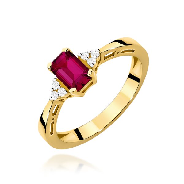 Pierścionek z rubinem 0,80 ct W0002 – żółte złoto próby 585