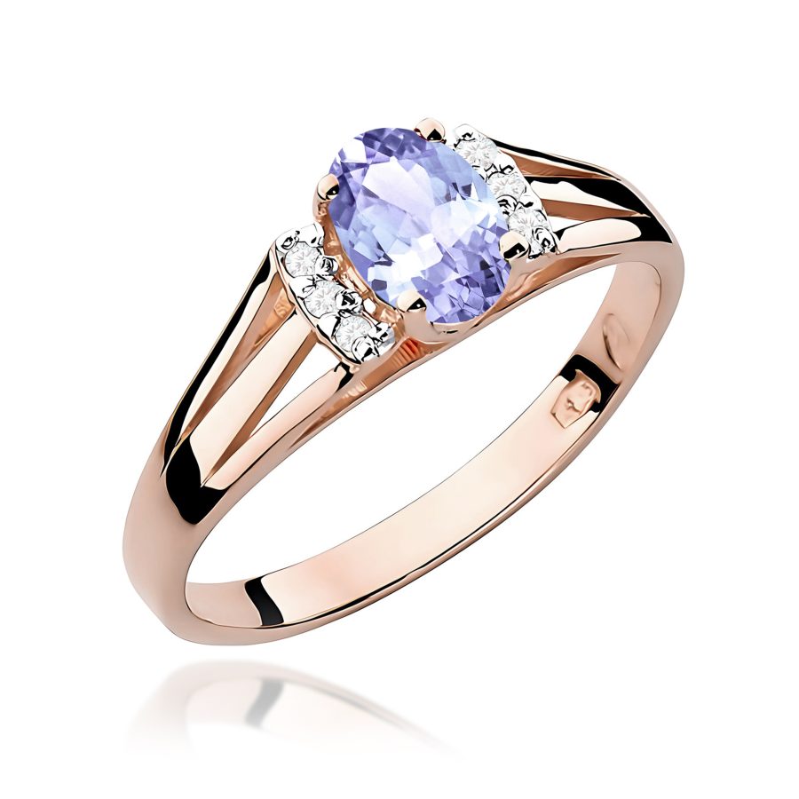 Pierścionek z tanzanitem 0,40 ct i diamentami · W005