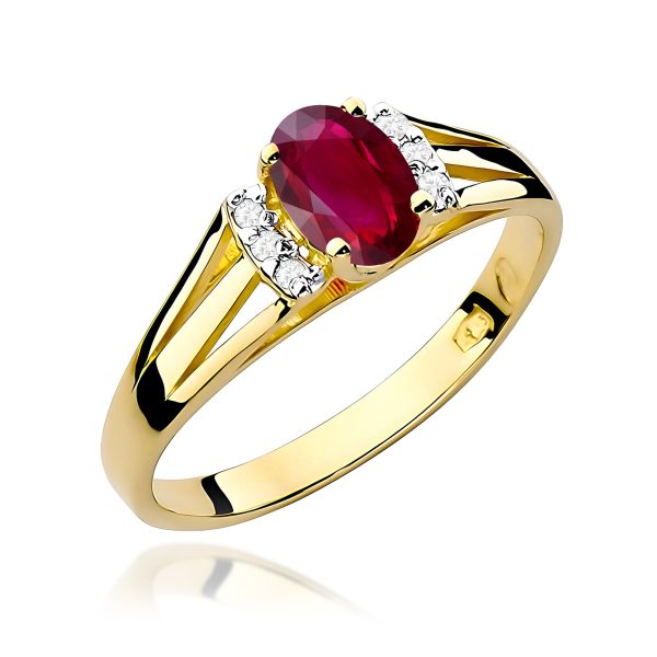Pierścionek z rubinem 0,60 ct W0005 – żółte złoto próby 585