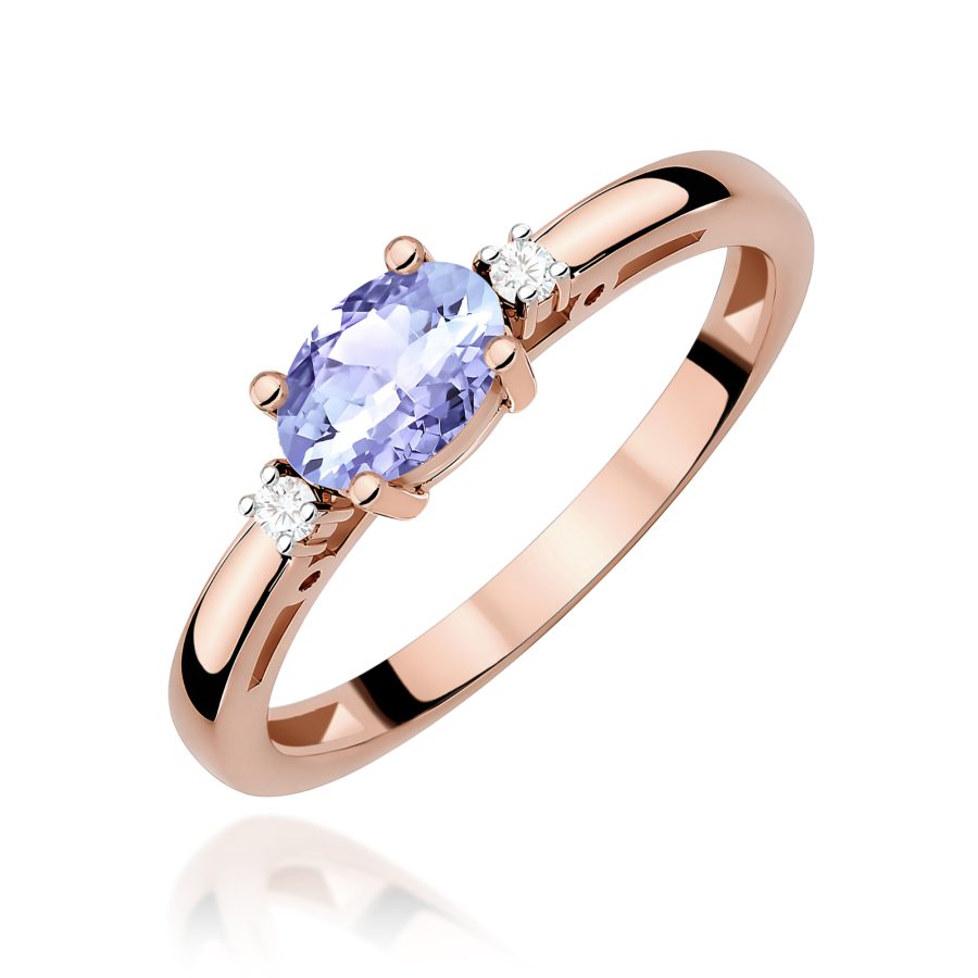 Pierścionek z tanzanitem 0,40 ct i diamentami · W006