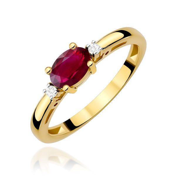 Pierścionek z rubinem 0,60 ct W0006 – żółte złoto próby 585