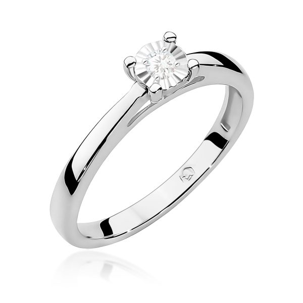 Pierścionek z diamentem 0,08 ct W0007 – białe złoto próby 585