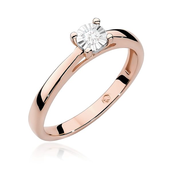 Pierścionek z diamentem 0,08 ct W0007 – różowe złoto próby 585