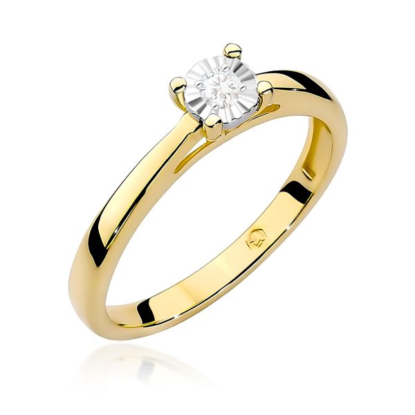 Pierścionek z diamentem 0,08 ct W0007 – żółte złoto próby 585