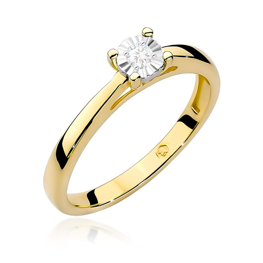 Pierścionek z diamentem 0,08 ct W0007 – żółte złoto próby 585 · W007