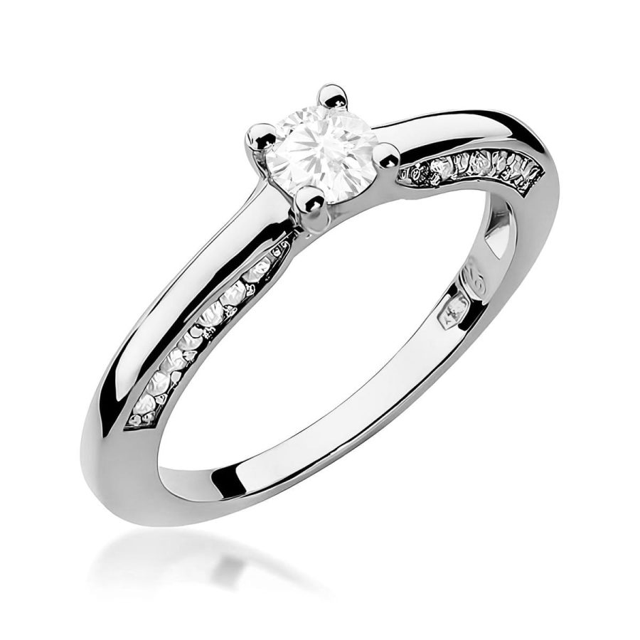 Pierścionek z kamieniem diament laboratoryjny 0,44 ct W0009 – białe złoto próby 585