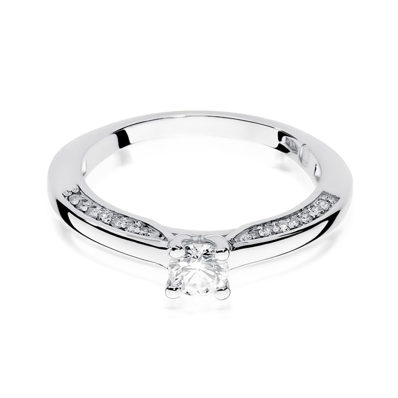 Ring with round diamond 0,44 ct – white metal – product image 2