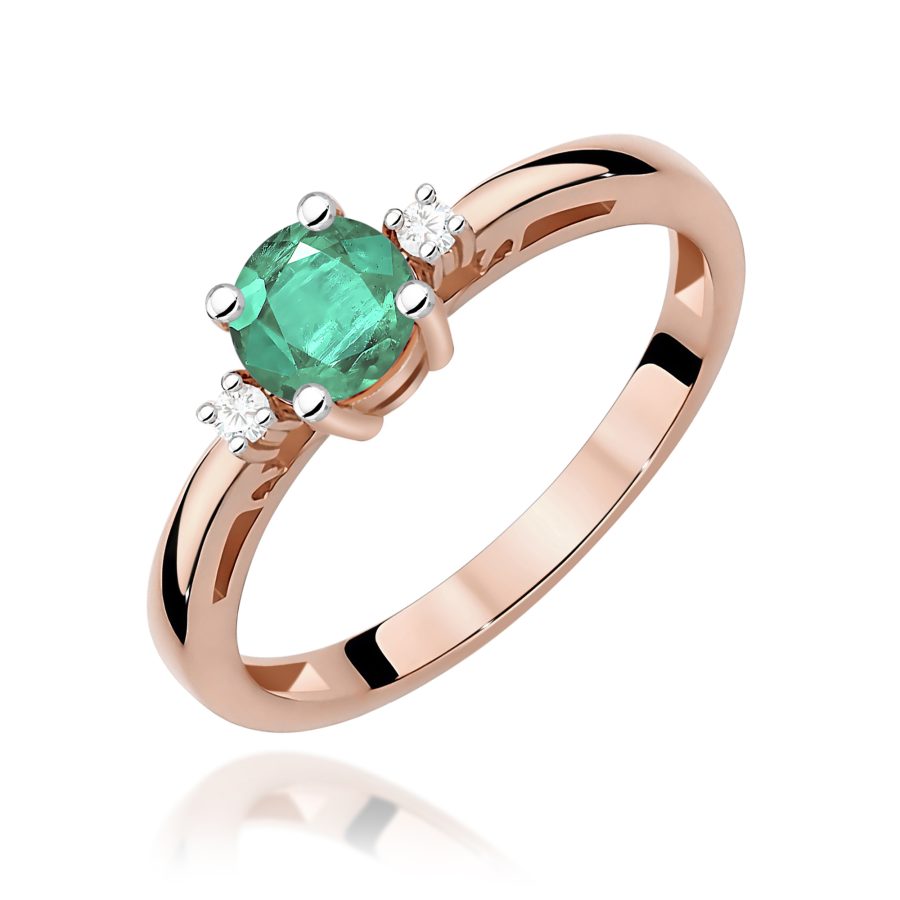 Pierścionek ze szmaragdem 0,50 ct i diamentami · W010