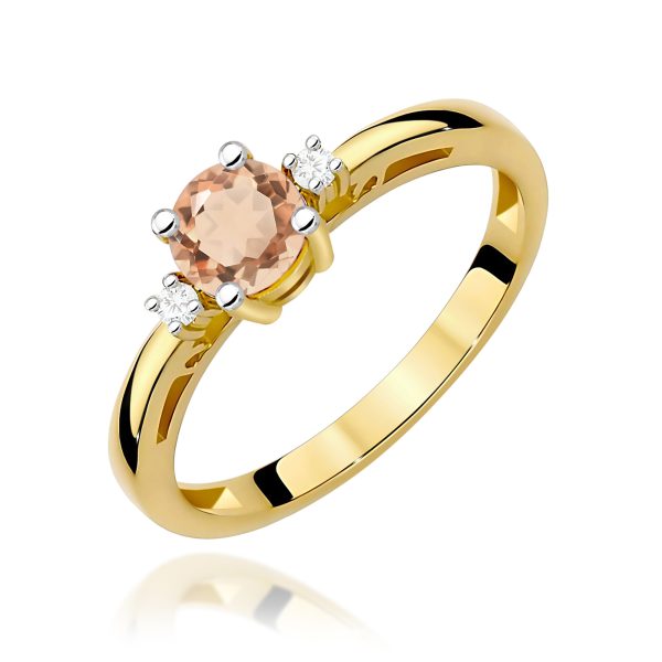 Pierścionek z morganitem 0,40 ct W0010 – żółte złoto próby 585