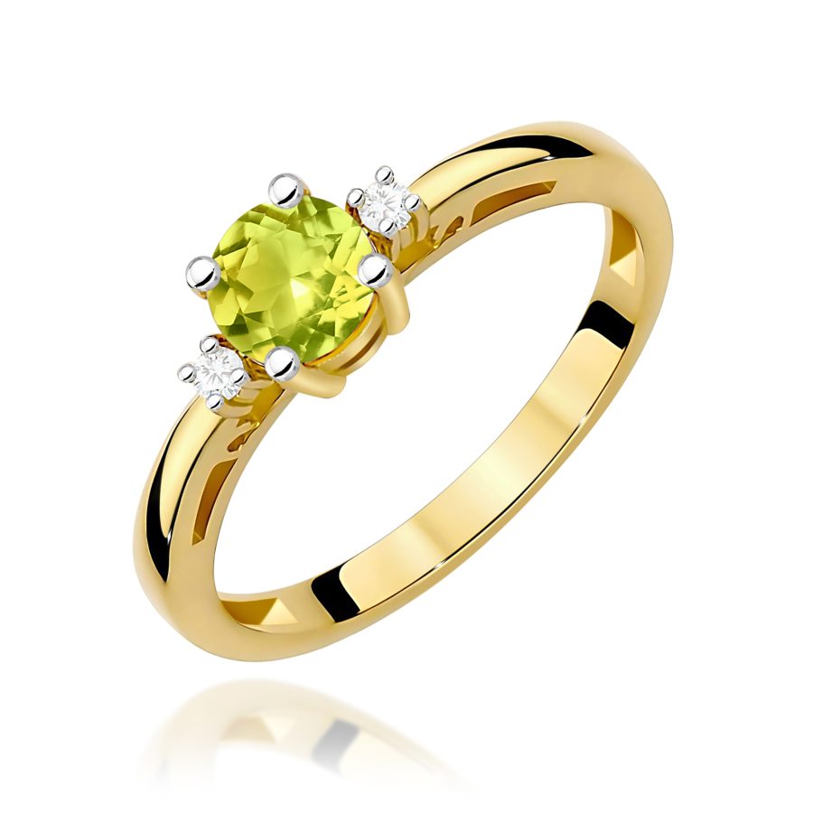 Pierścionek z kamieniem oliwin 0,60 ct W0010 – żółte złoto próby 585 · W010