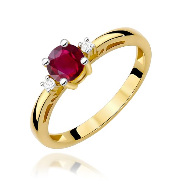 Pierścionek z rubinem 0,60 ct W0010 – żółte złoto próby 585