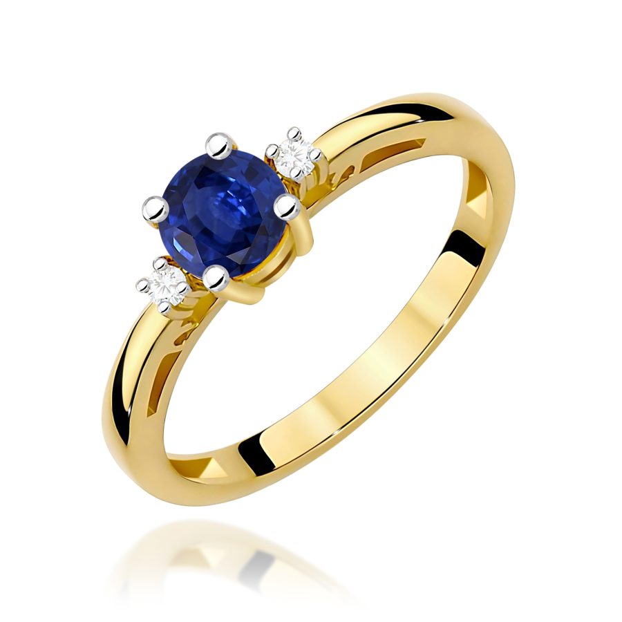Pierścionek z szafirem 0,50 ct W0010 – żółte złoto próby 585 · W010