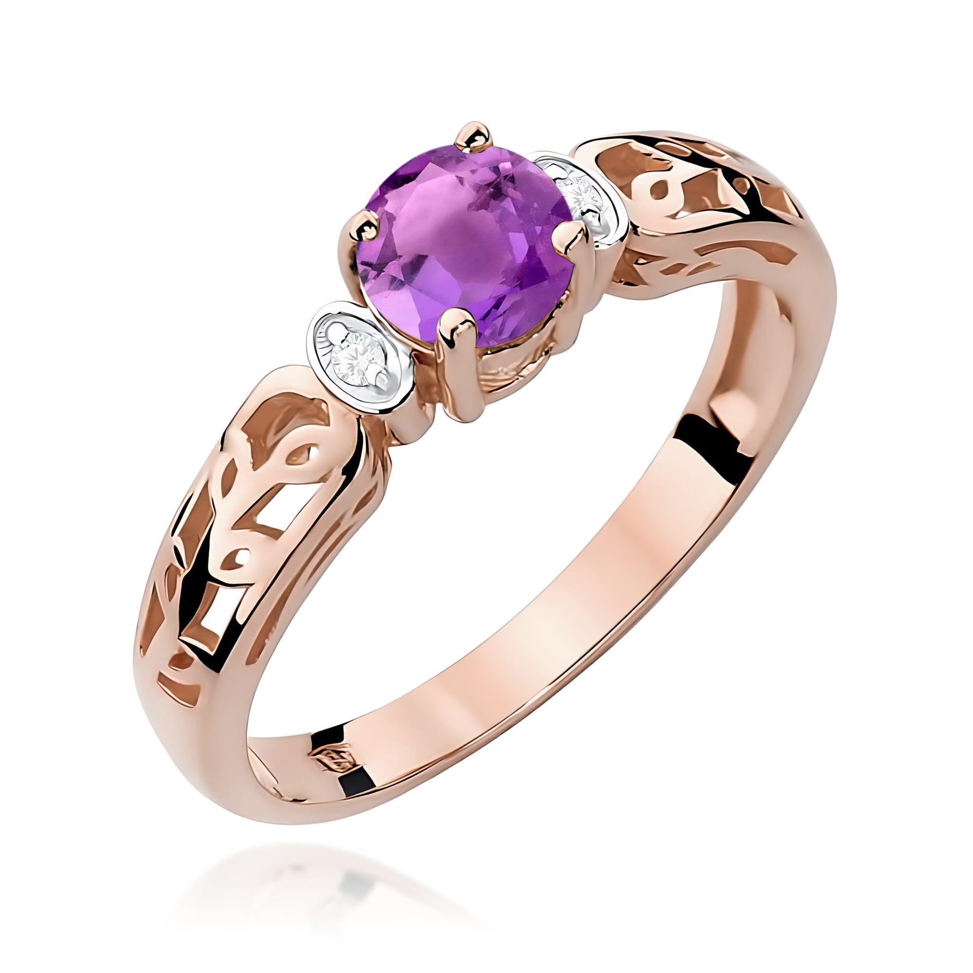 Ring with amethyst 0,50 ct and diamonds – product image 2