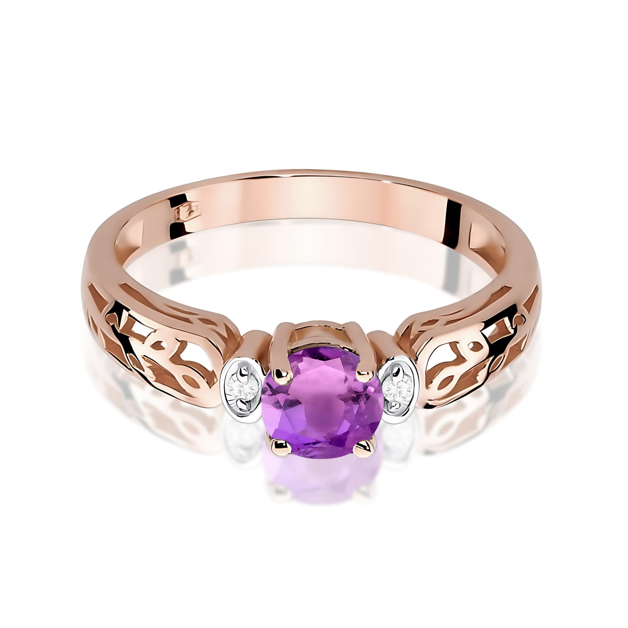 Ring with amethyst 0,50 ct and diamonds – product image 3
