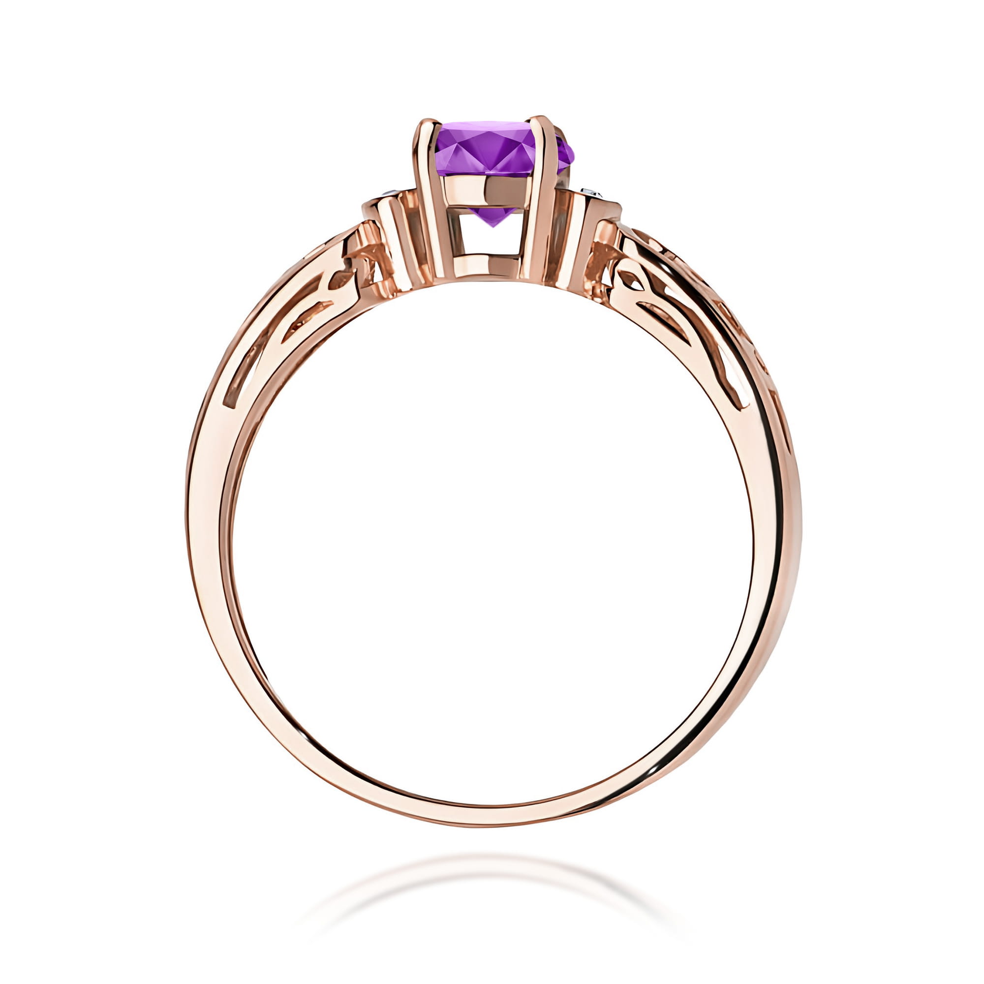Ring with amethyst 0,50 ct and diamonds – product image 4