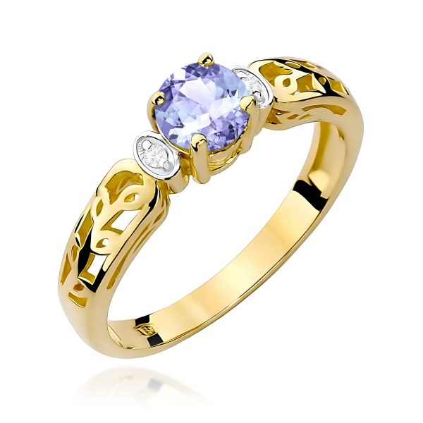 Pierścionek z tanzanitem 0,50 ct W0014 – żółte złoto próby 585