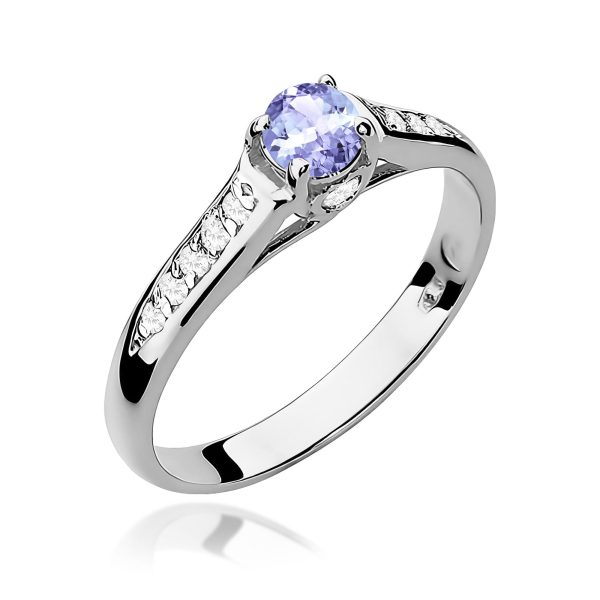 Pierścionek z tanzanitem 0,35 ct W0016 – białe złoto próby 585
