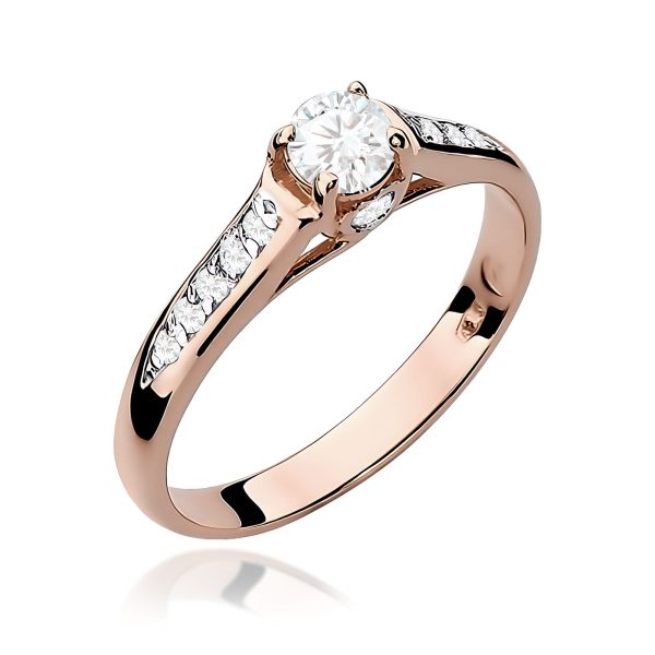 Pierścionek z diamentem 0,33 ct W0016 – różowe złoto próby 585