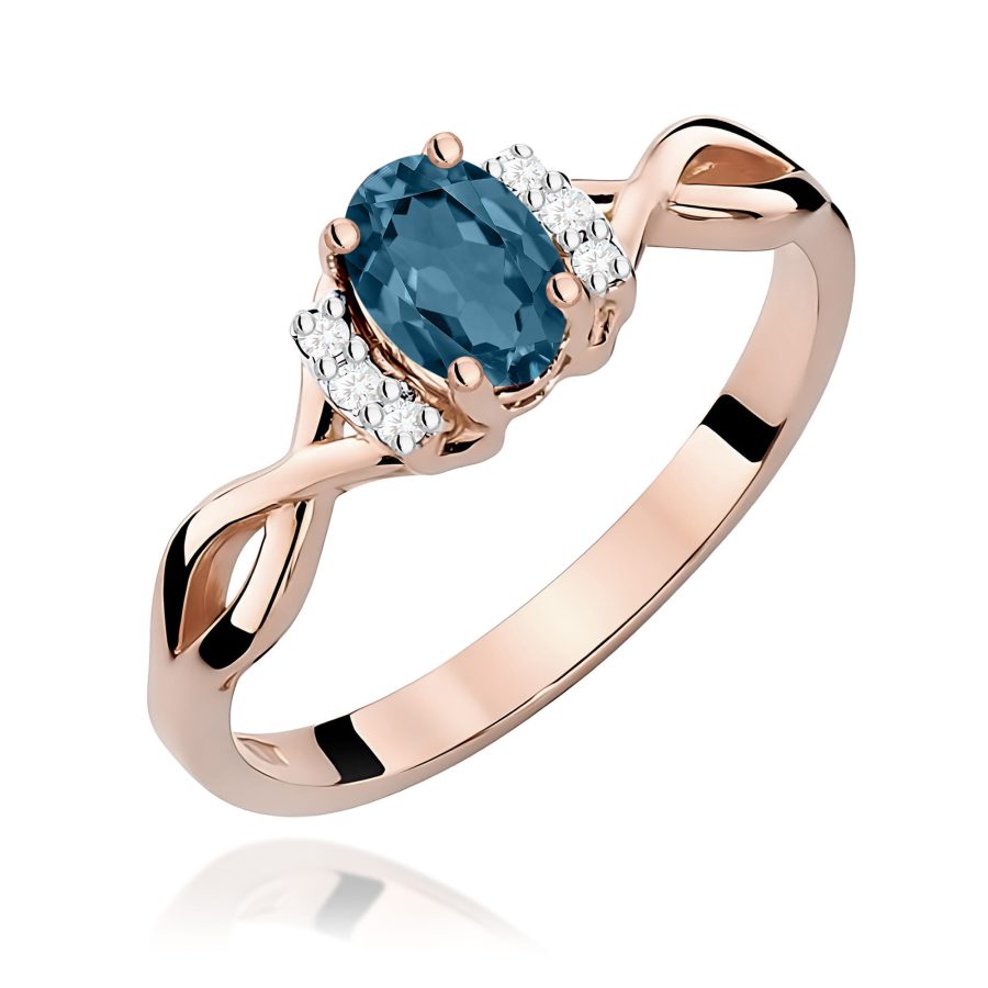 Pierścionek z topazem London Blue i diamentami · W019
