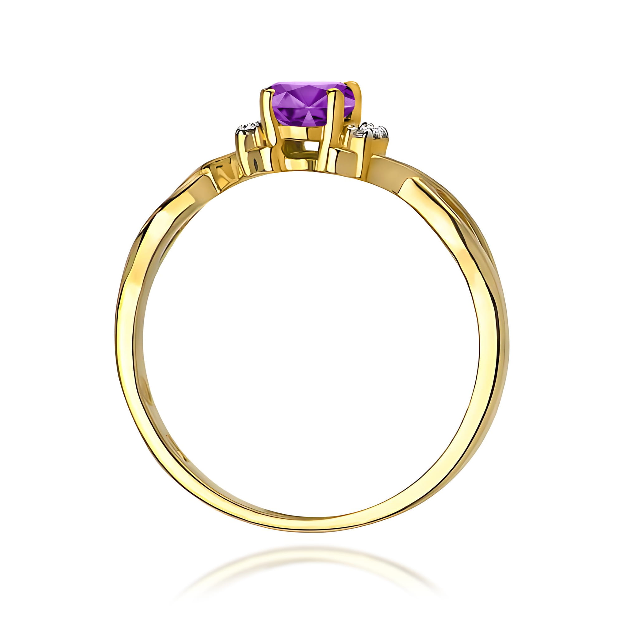 Ring in yellow gold with amethyst and diamonds – product image 4