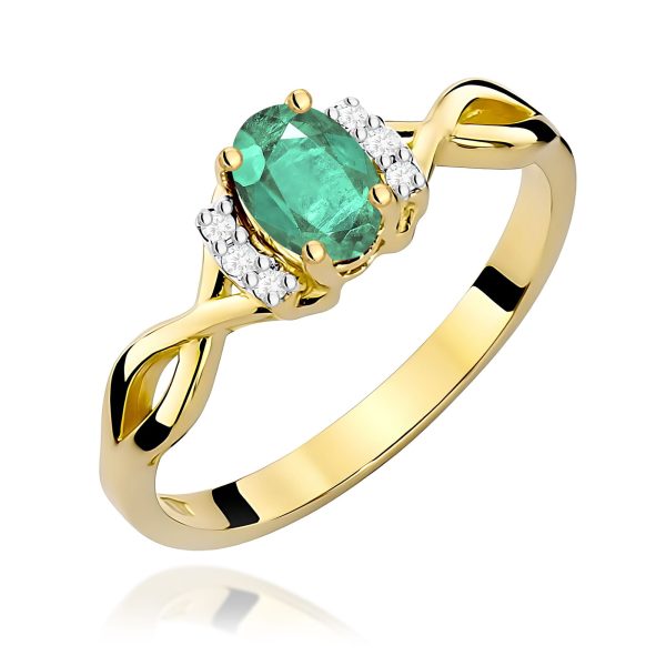 Pierścionek z szmaragdem 0,40 ct W0019 – żółte złoto próby 585