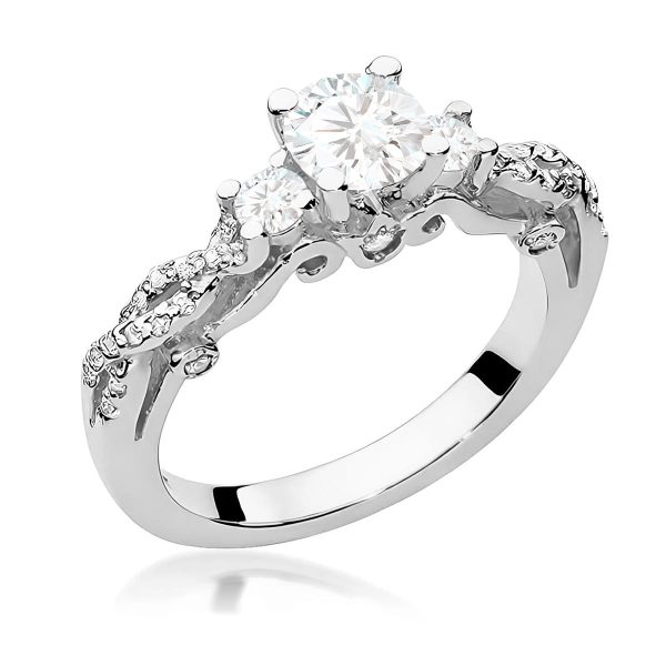 Pierścionek z diamentem 0,84 ct W0023 – białe złoto próby 585